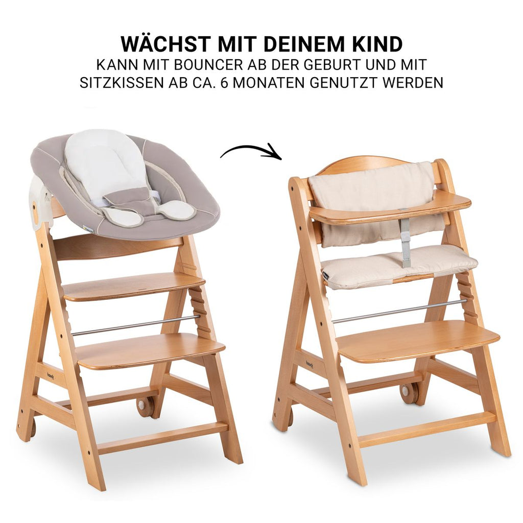 Montert Barnestol 5-delt sett Beta Plus Natural med vippestol i bruk