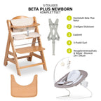 Barnestol 5-delt sett Beta Plus Natural Deluxe i bøk sand bakside