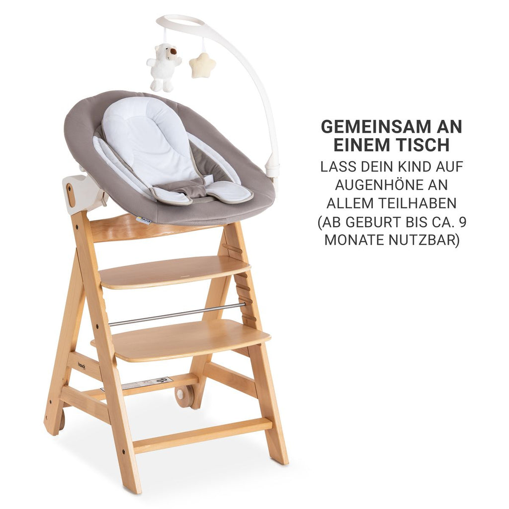 Barnestol 5-delt sett Beta Plus Natural Deluxe i bøk sand justerbar rygg