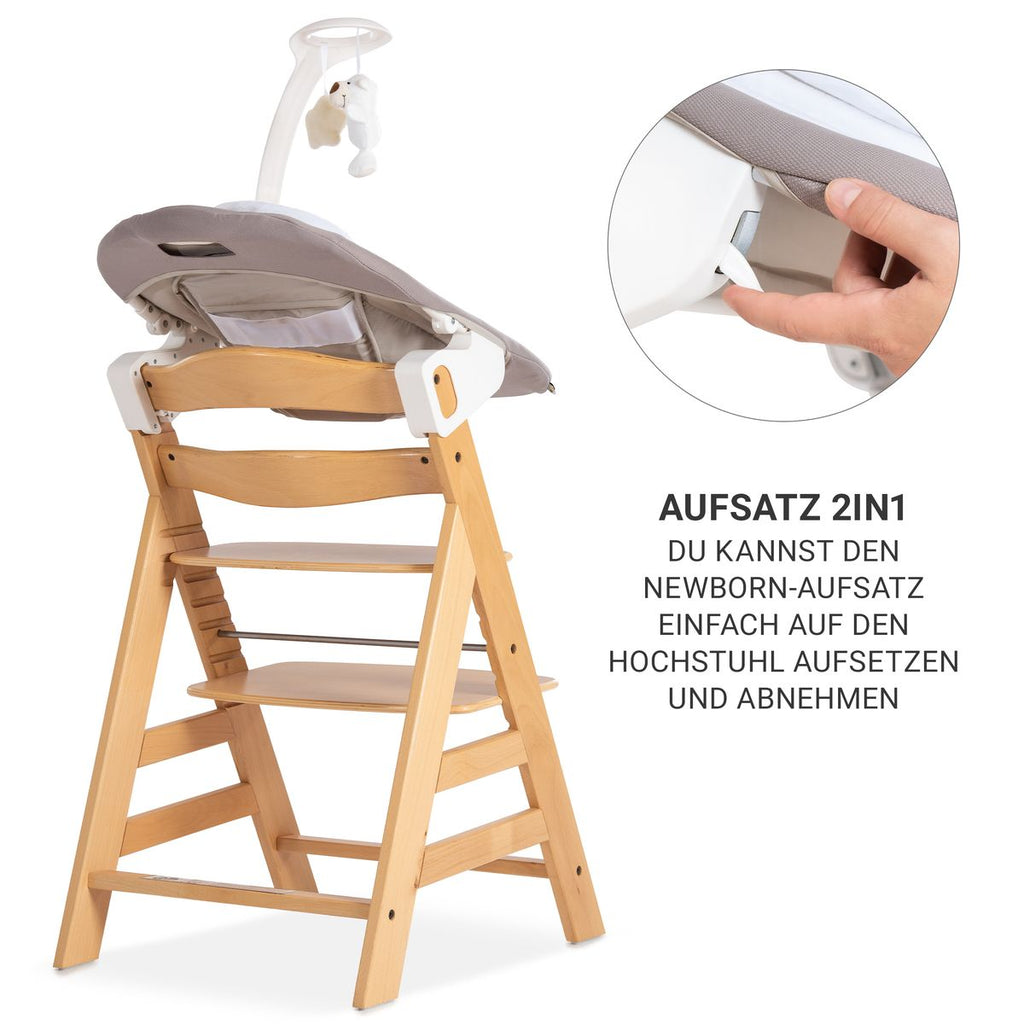 Barnestol 5-delt sett Beta Plus Natural Deluxe i bøk sand spisebrett detalj
