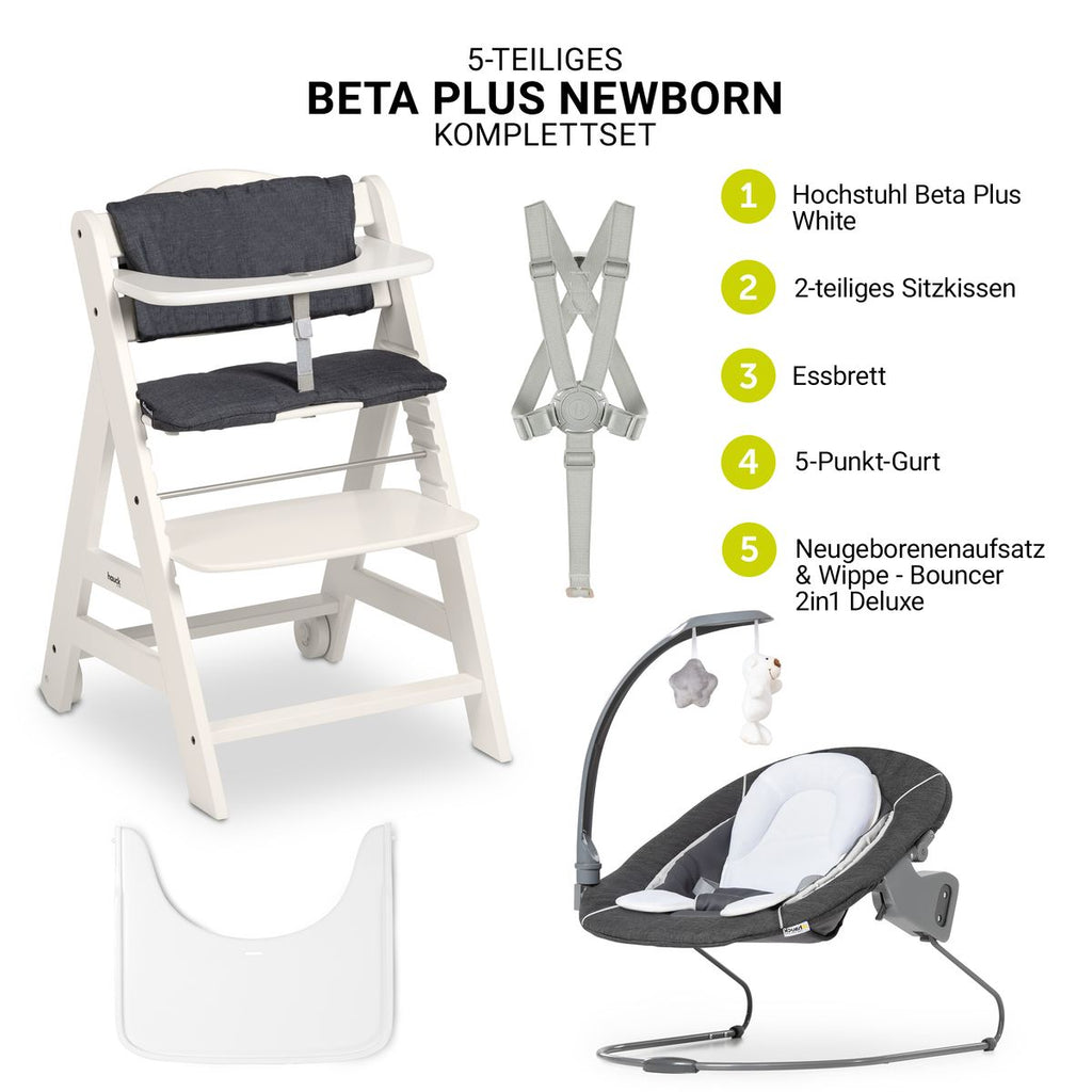 Barnestol Beta Plus White nyfødtsett Deluxe bakside