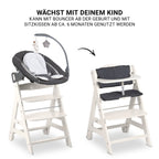 Barnestol Beta Plus White nyfødtsett Deluxe montert ved bord