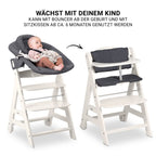 Barnestol Beta Plus White nyfødtsett Premium montert med babyvugge