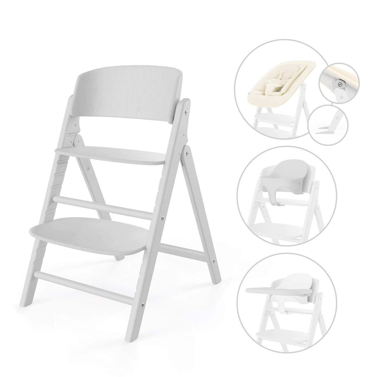 Barnestol CLICK & FOLD 4in1-sett med vippestol i bøk forfra