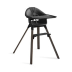 Barnestol Clikk Black/Warm Brown med brett og sele forfra