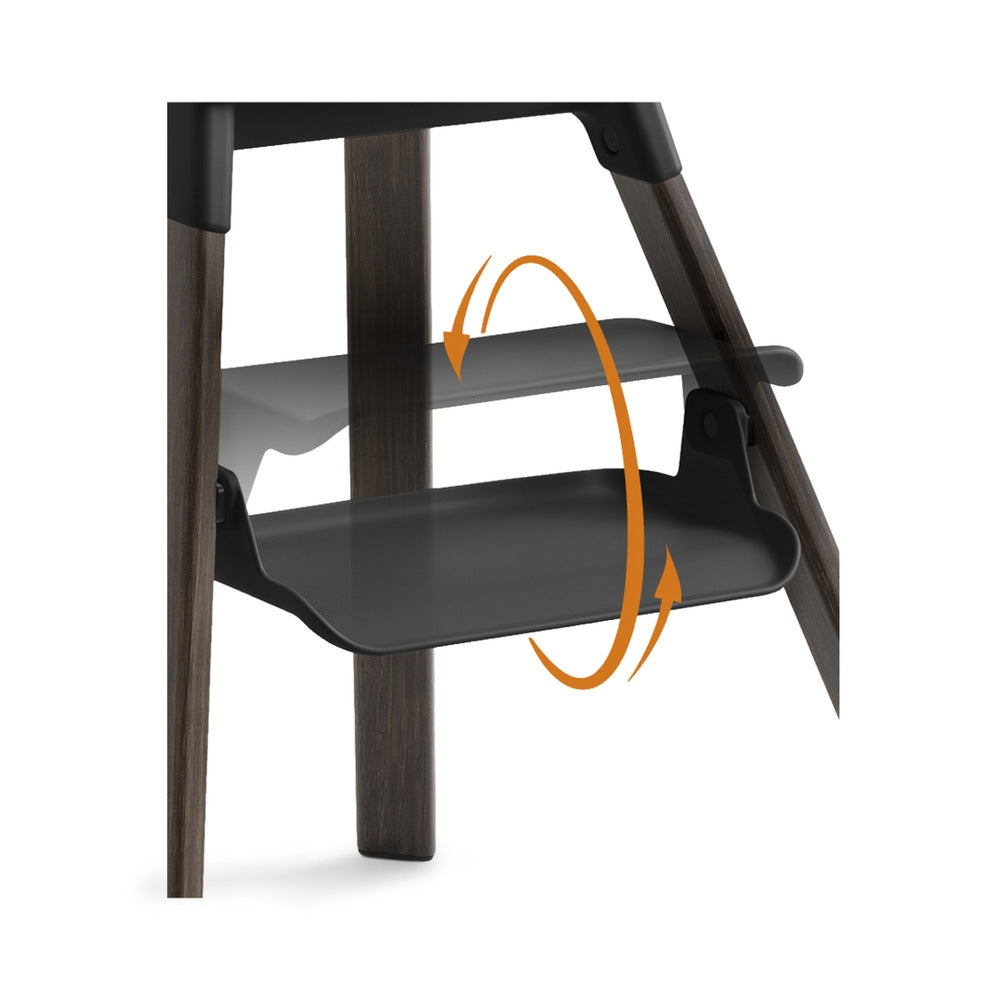 Detaljbilde av brett på Barnestol Clikk Black/Warm Brown med sele