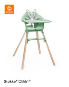 Barnestol Clikk Clover Green med brett og sele bakside