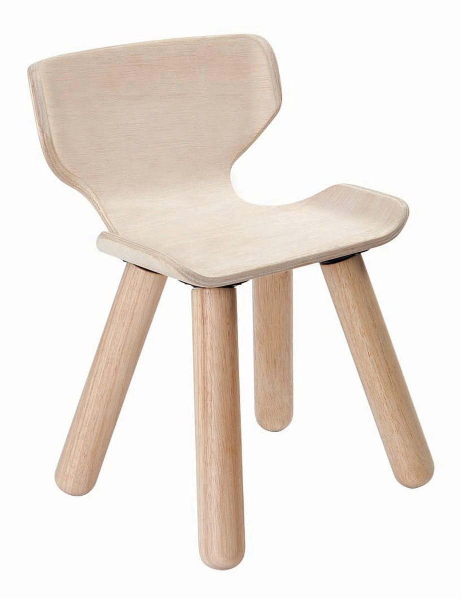 Barnestol i gummitre fra 3 år 30 x 28 x 35 cm PlanToys forfra