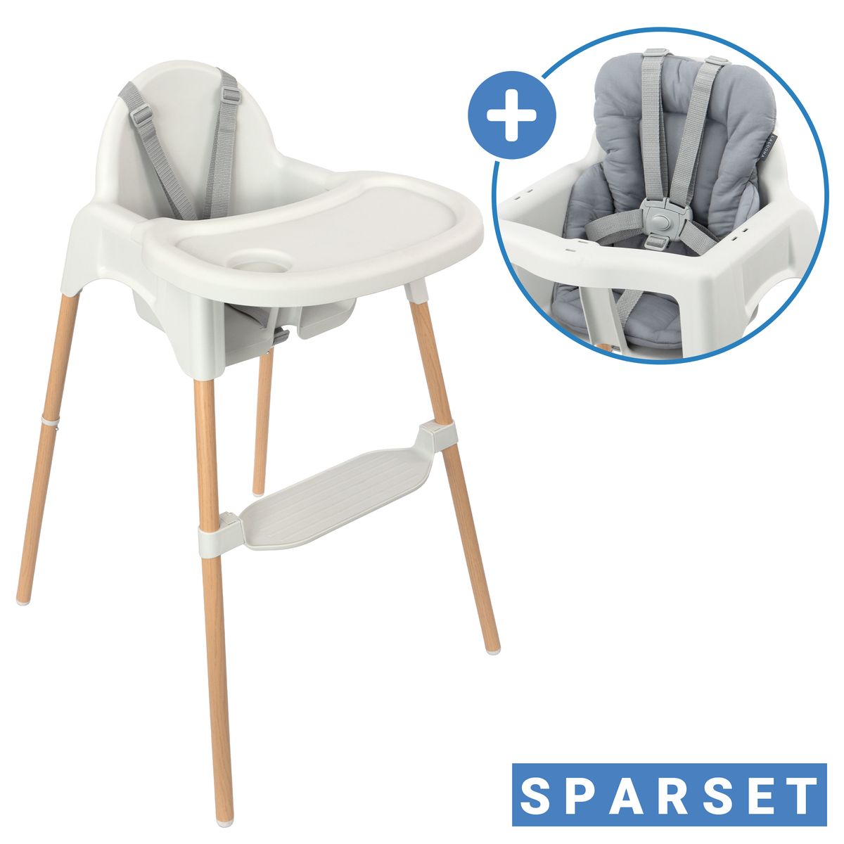 Barnestol i sett med seteinnlegg, 3,5 kg, 5-punktsbelte - Zamboo forfra