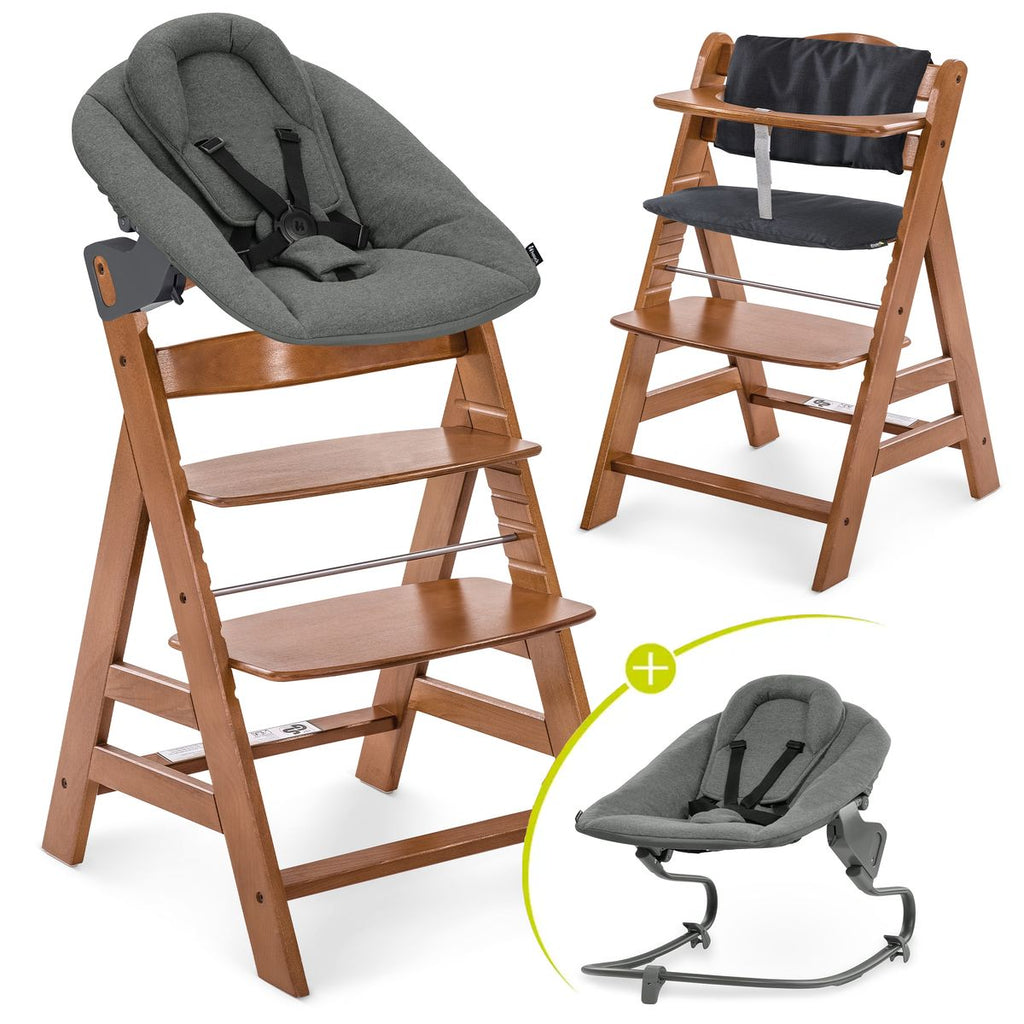 Barnestol sett Alpha Plus Newborn med babyinnsats og sittepute forfra