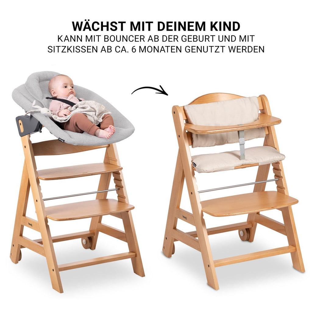 Montert Barnestol sett Beta Plus Natural med babyinnsats