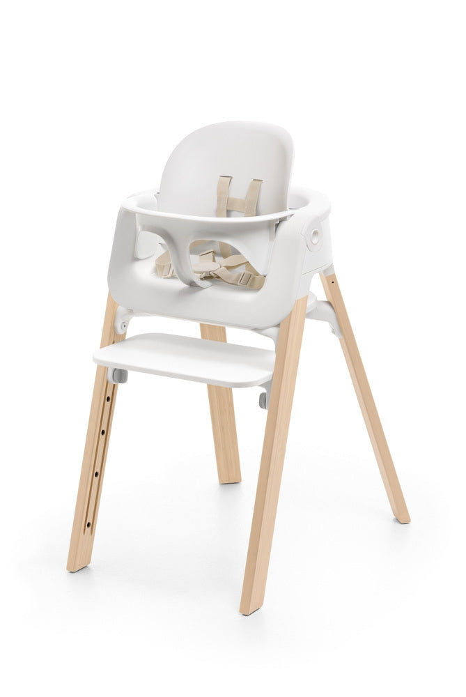 Barnestol Steps white natural justerbar ryggstøtte