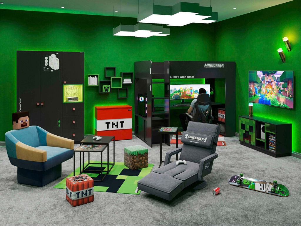 Montert Barneteppe Creeper MINECRAFT formet teppe på barnerom