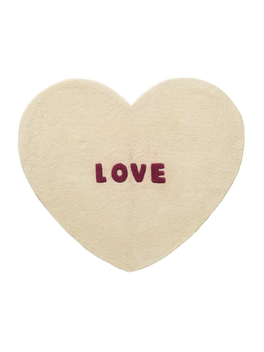 Barneteppe LOVE hjerteform 100x85 cm bomull forfra