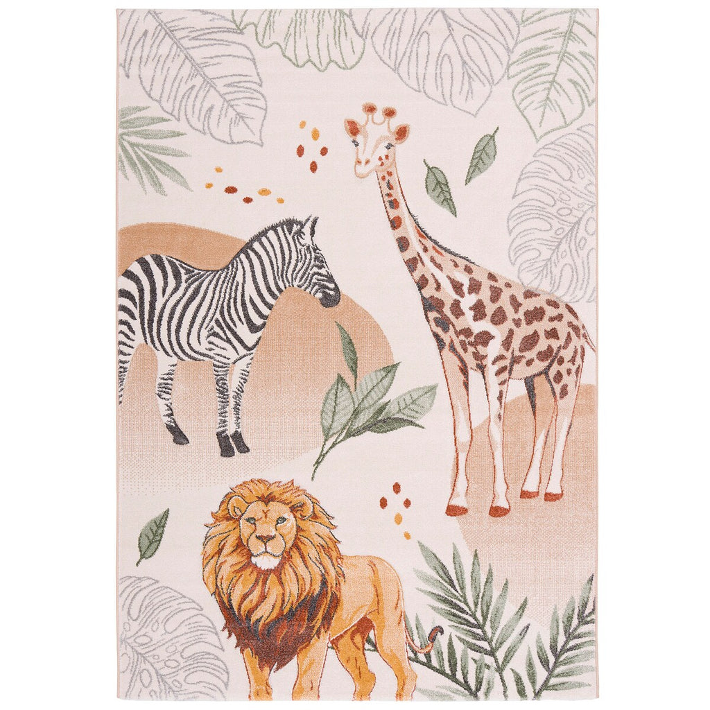 Barneteppe Maui Kids med dyr forfra med giraffe motiv
