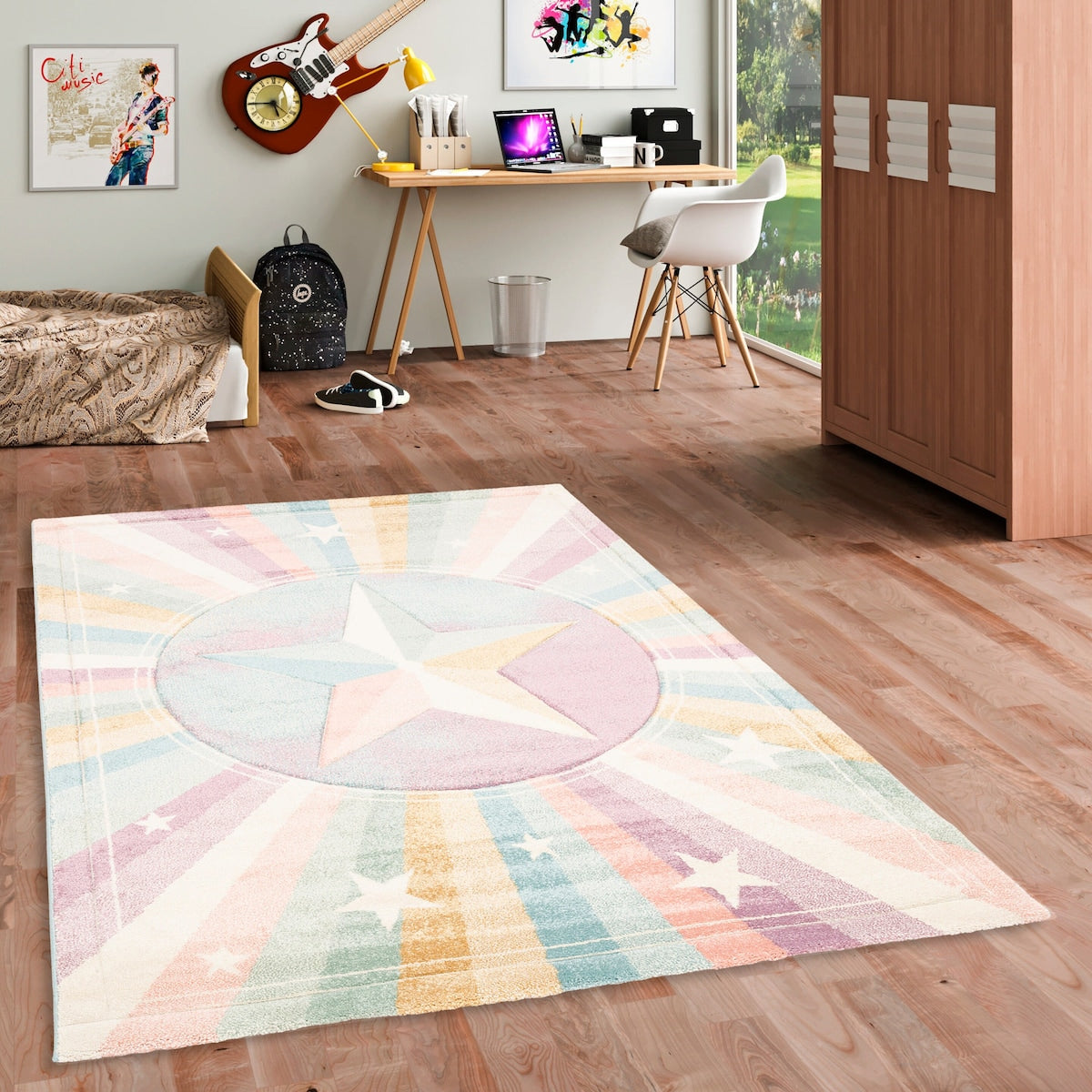 Bakside av Barneteppe Maui Kids Rainbow Star polypropylen 13 mm