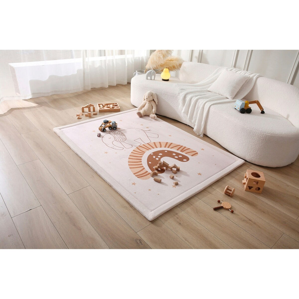 Barneteppe med memory-skum 120x170 cm korallfløyel foldet sammen