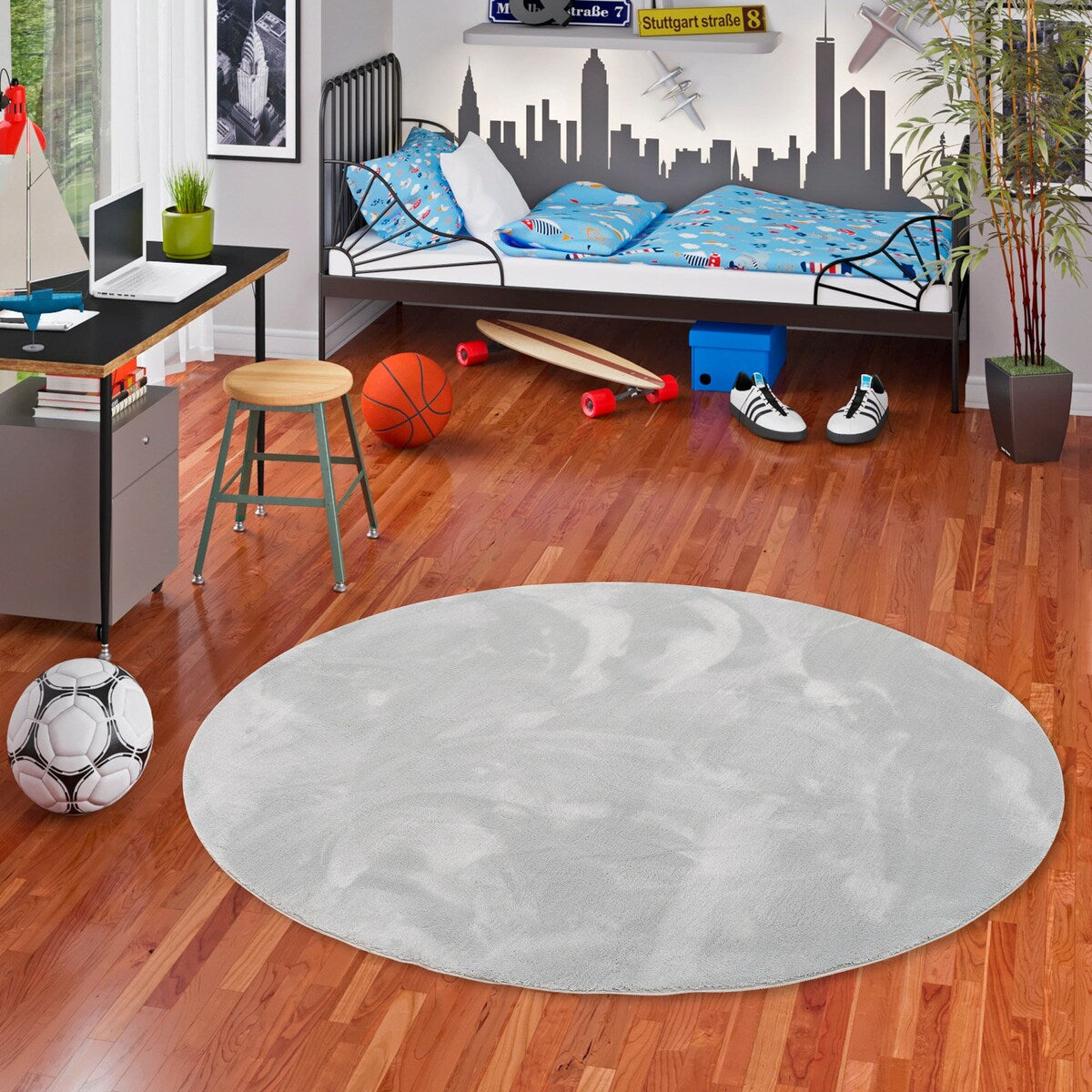 Barneteppe rundt imitert pels Pearl Kids 100% polyester - Pergamon