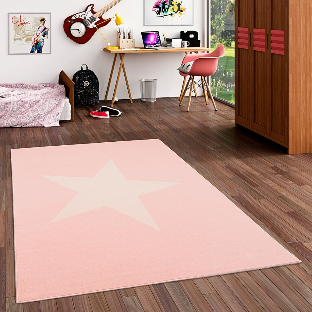 Barneteppe Trendline stjernemønster pastell bakside
