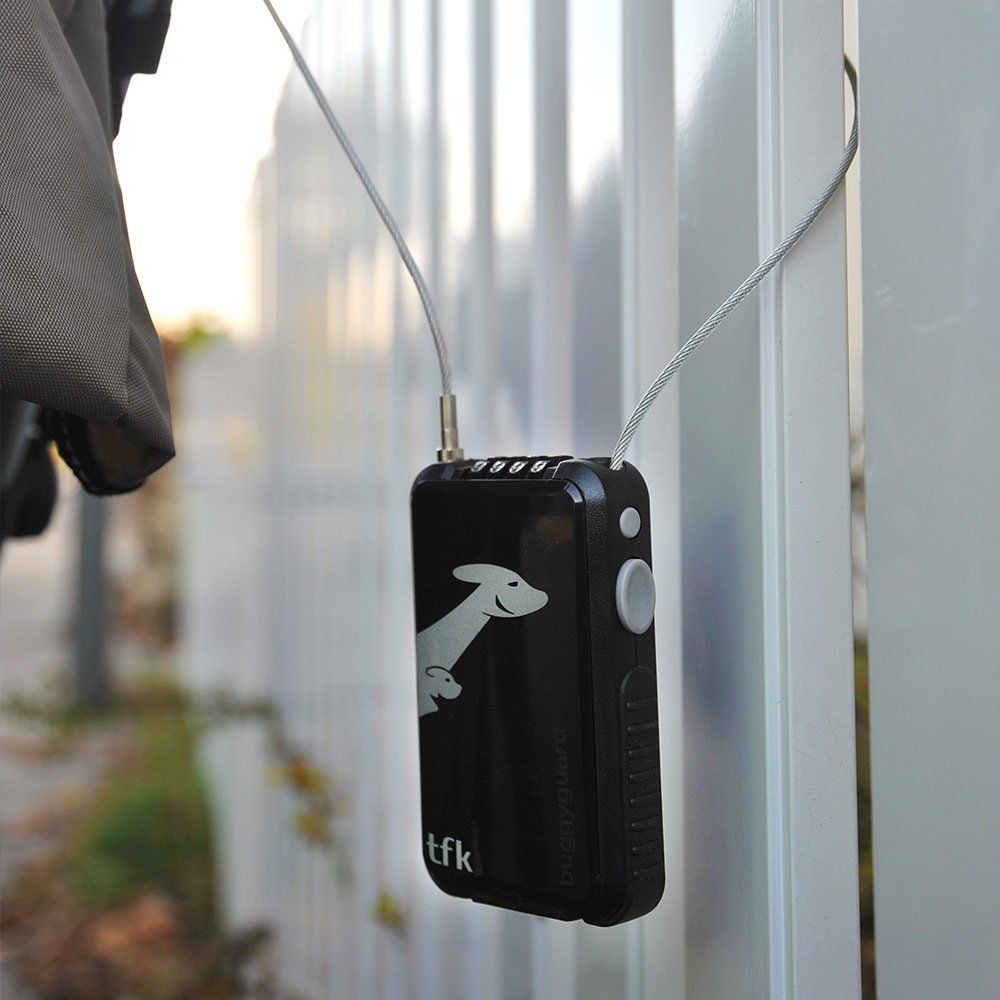 Detalj av tallkoden på Barnevognlås Buggyguard med tallkode og stålkabel - TFK