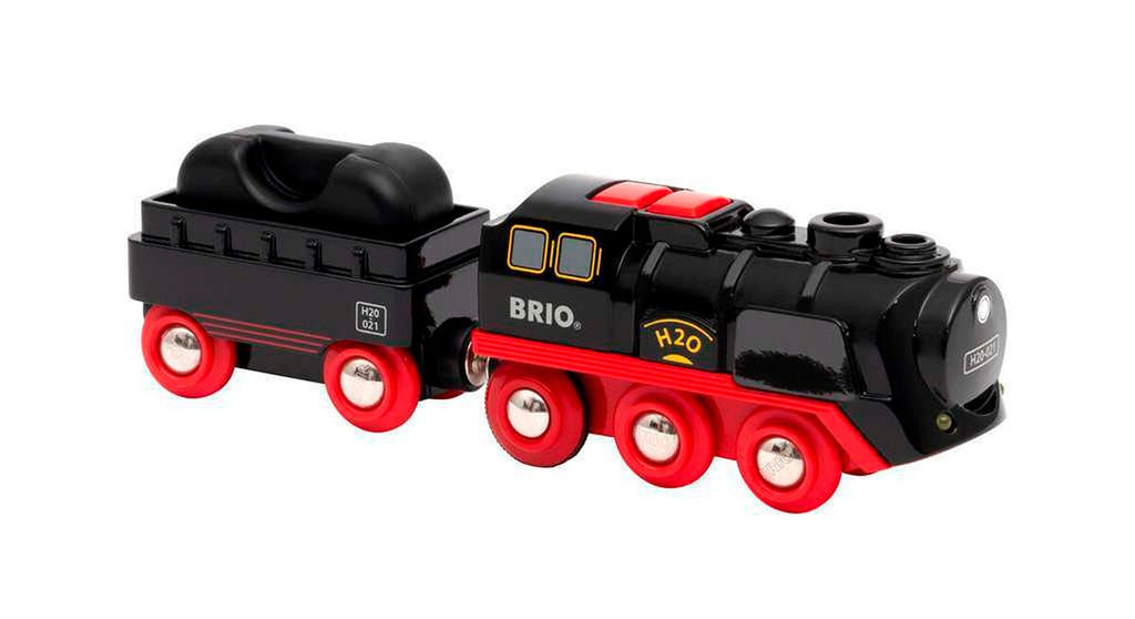 Batteridrevet damplokomotiv med vanntank og dampfunksjon - BRIO bakside