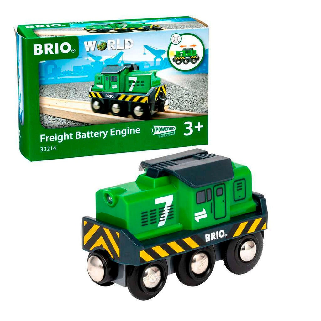 Batteridrevet fraktlokomotiv med lys, BRIO World forfra