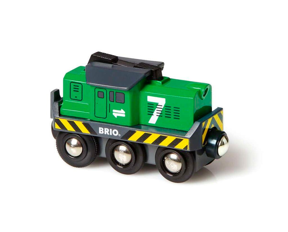 Batteridrevet fraktlokomotiv med lys, BRIO World bakside