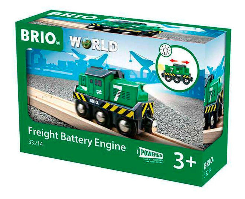 Batteridrevet fraktlokomotiv med lys, BRIO World detalj av frontlykt