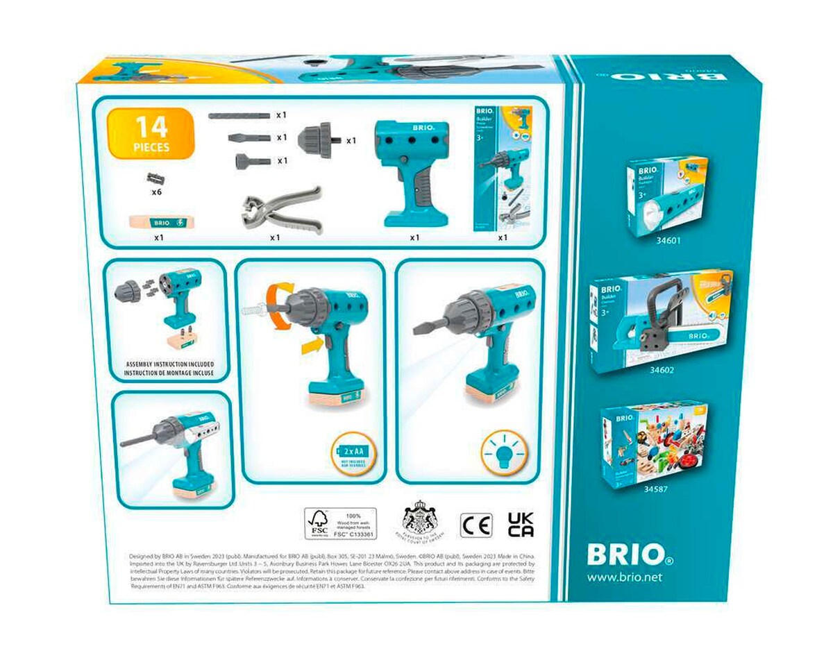 Nærbilde av lommelykt på batteridrevet skrutrekker Builder fra 3 år