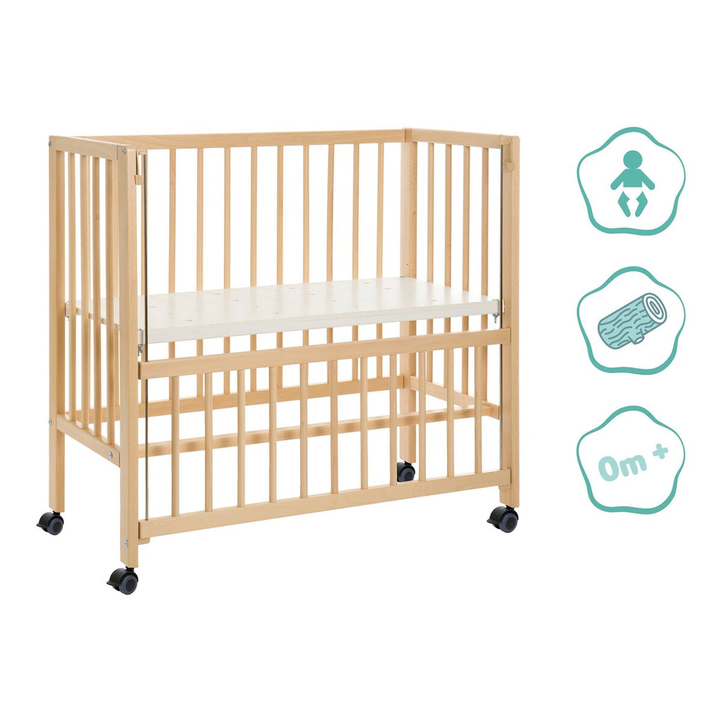 Bedside crib Cocon 40x90 cm massiv bøk med hjul - Fillikid