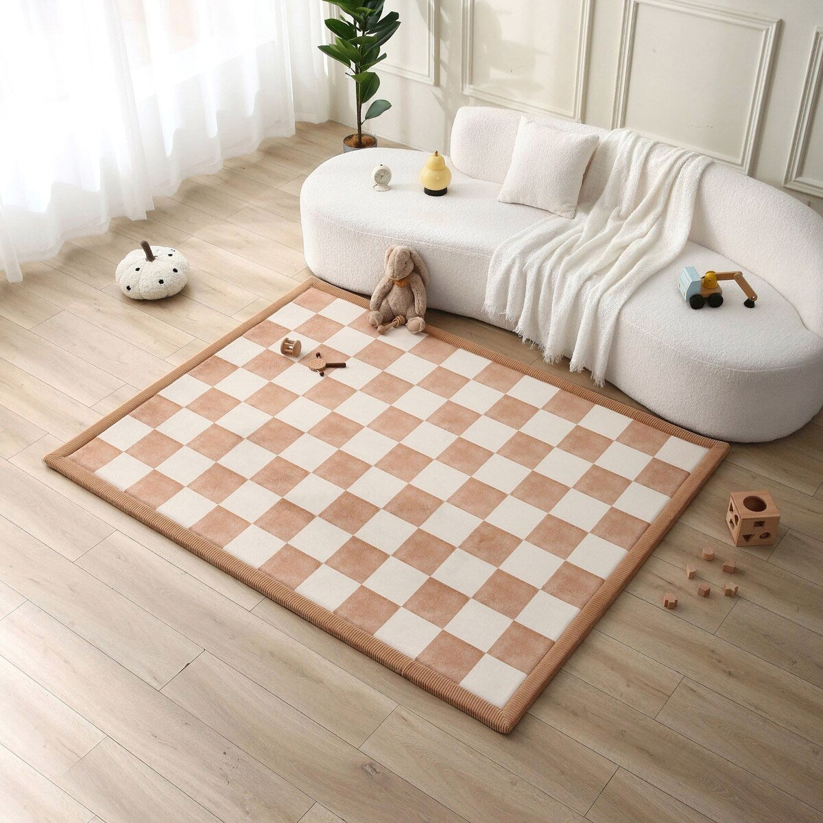 Barneteppe med minneskum 150x200 cm korallfløyel - Hakuna Matte