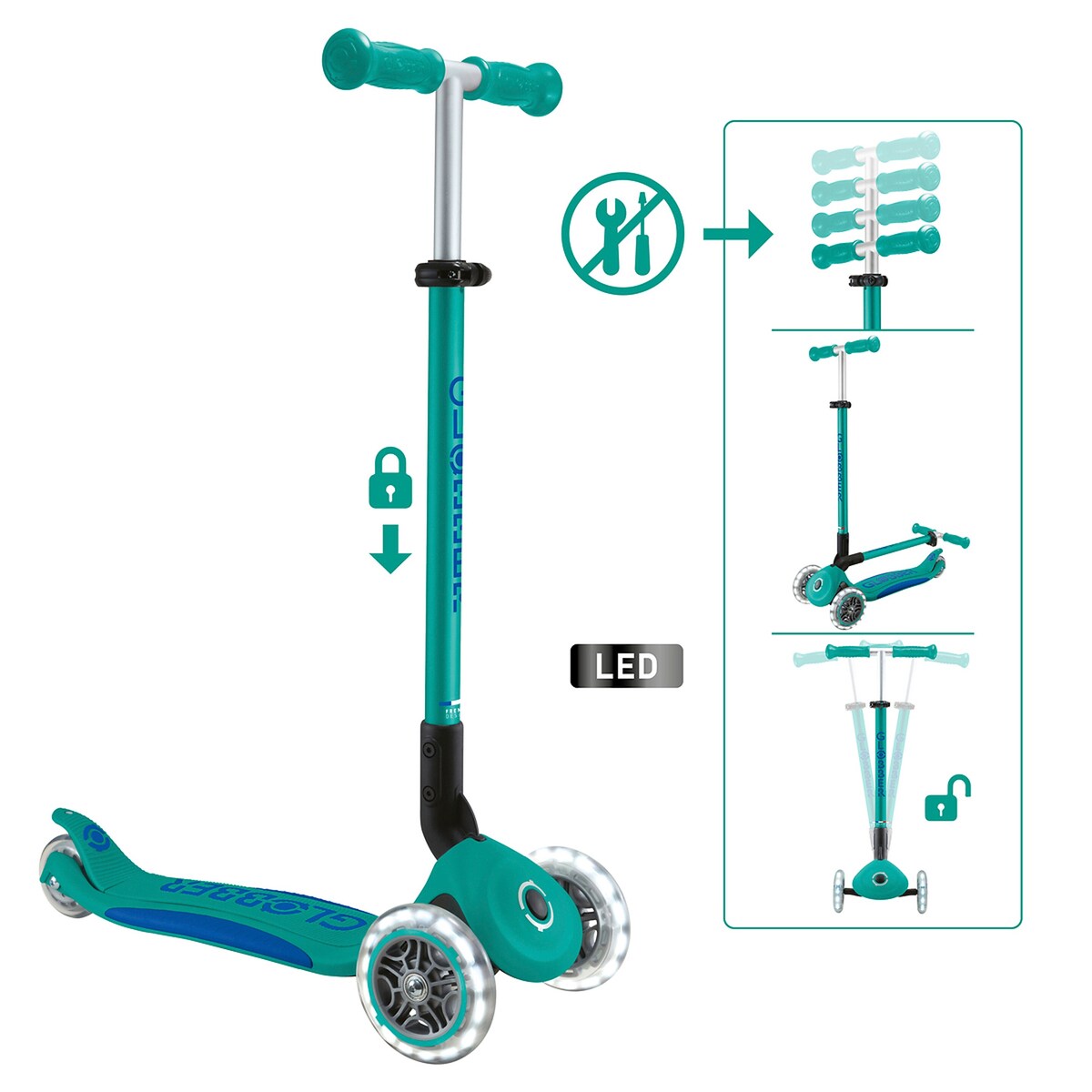 Sparkesykkel PRIMO Foldable Plus Lights fra 3 år - Globber