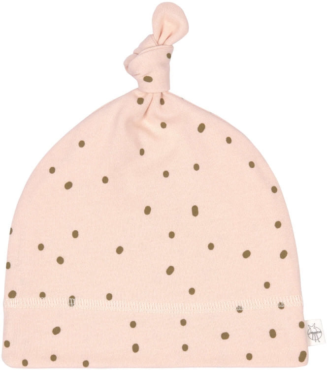 Beanie lue GOTS 62/68 prikker pudderrosa - Lässig forfra