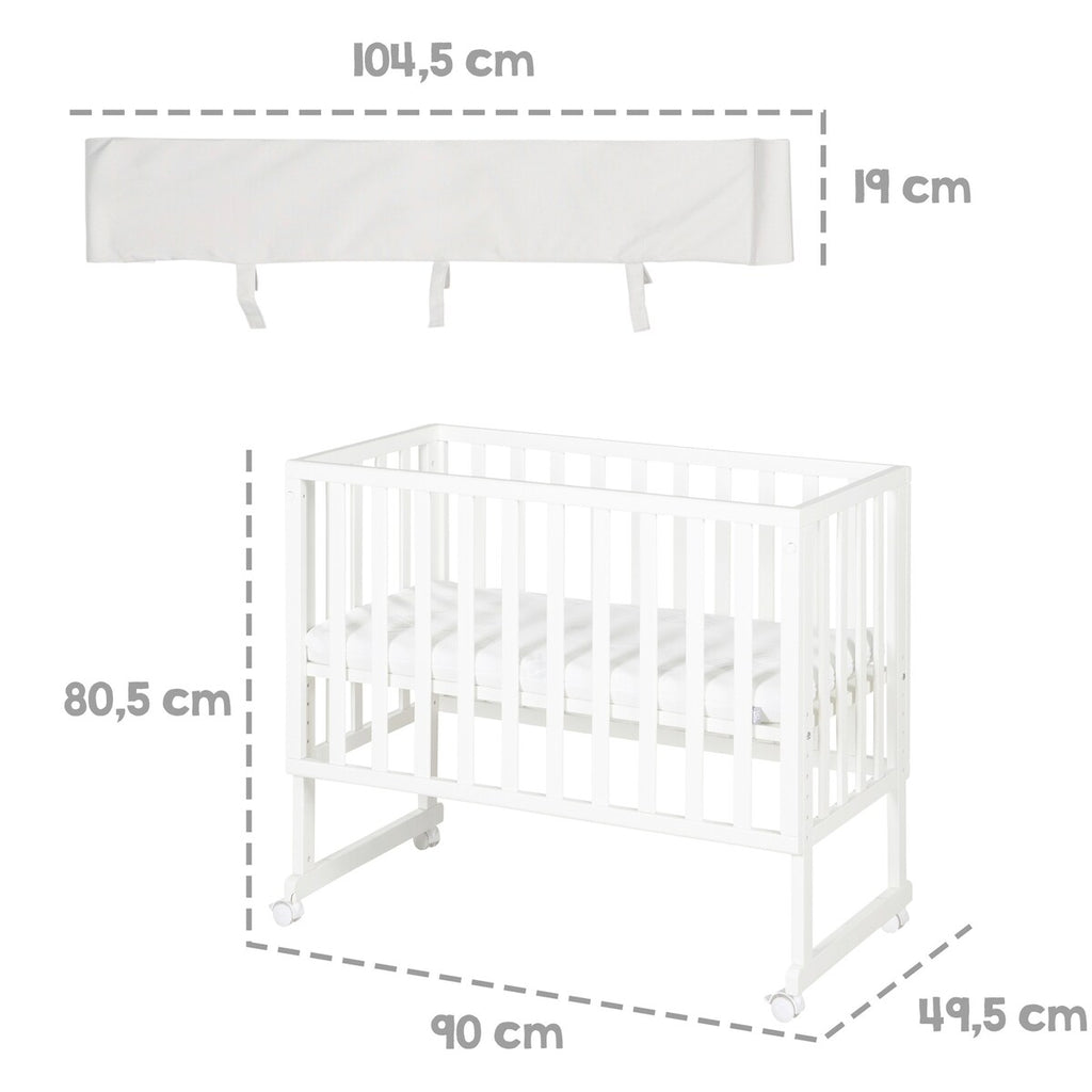 Bedside crib 3-i-1 med barriere roba Style grå 45x90 cm helhetsbilde
