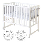 Bedside crib 3-i-1 med barriere roba Style grå 45x90 cm med babymadrass