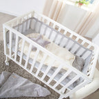 Bedside crib 3-i-1 med barriere roba Style grå 45x90 cm nærbilde hjul