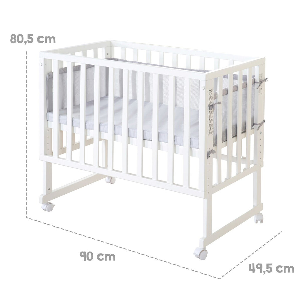 Bedside crib 3-i-1 med barriere roba Style grå 45x90 cm sammenfoldet
