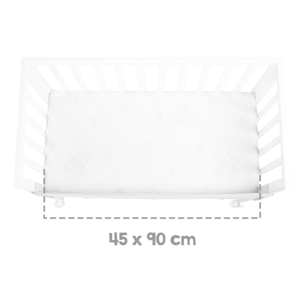 Bedside crib 3-i-1 med barriere roba Style grå 45x90 cm sideprofil