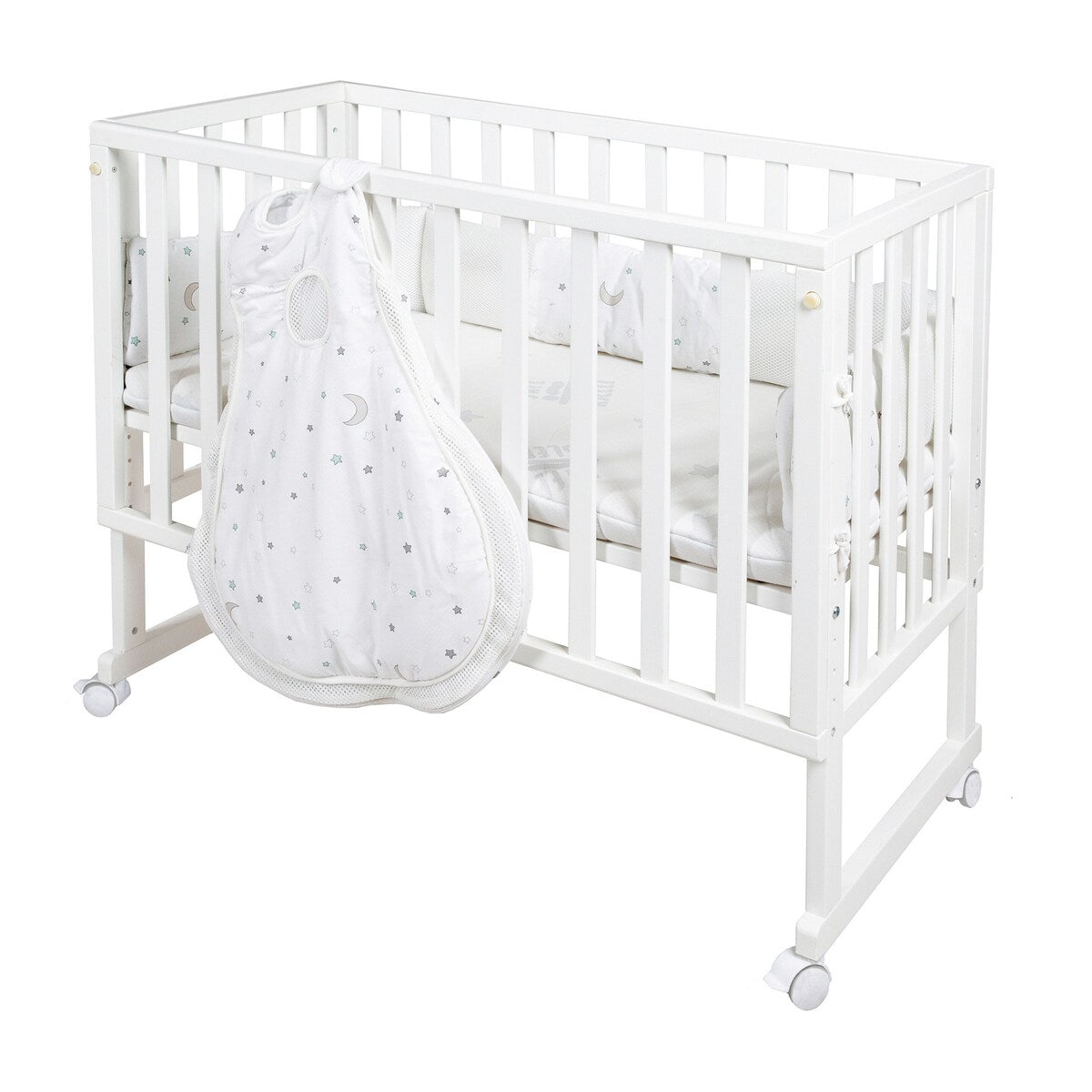 Bedside crib 3-i-1 Sternenzauber safe asleep® hvit forside
