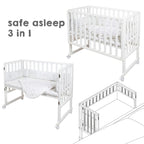 Sikkerhetsdetaljer på Bedside crib 3-i-1 Sternenzauber safe asleep® hvit