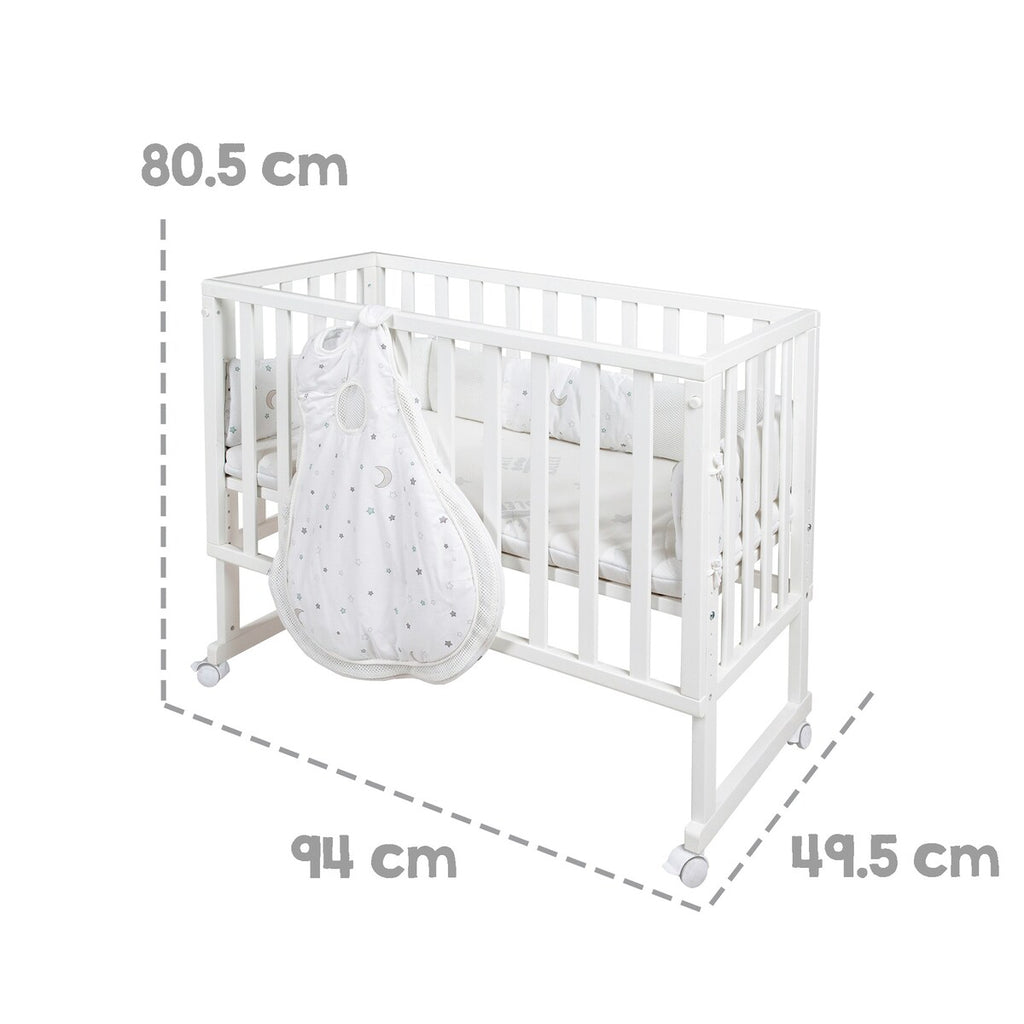 Hjul på Bedside crib 3-i-1 Sternenzauber safe asleep® hvit