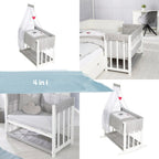 Bedside crib 4-i-1 Adam & Eule med vugge og himmel madrass detalj
