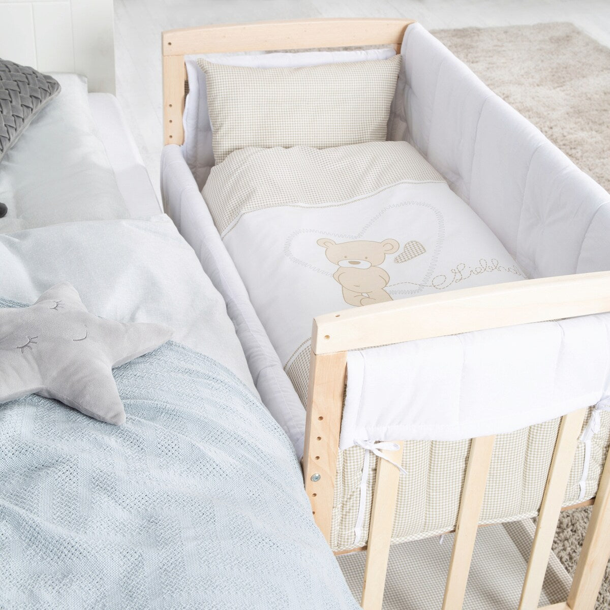 Bedside crib 4-i-1 Liebhabär i vuggemodus med kuler
