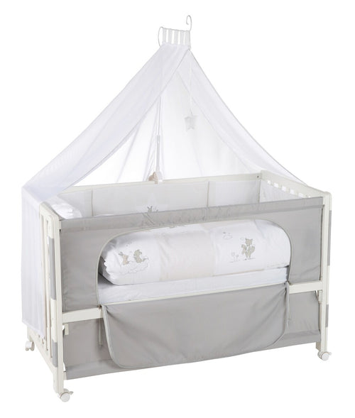 Bedside crib 60x120 cm Fox & Bunny høydejusterbar forfra