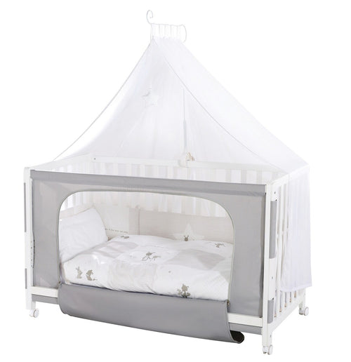 Bedside crib 60x120 cm Fox & Bunny høydejusterbar bakside