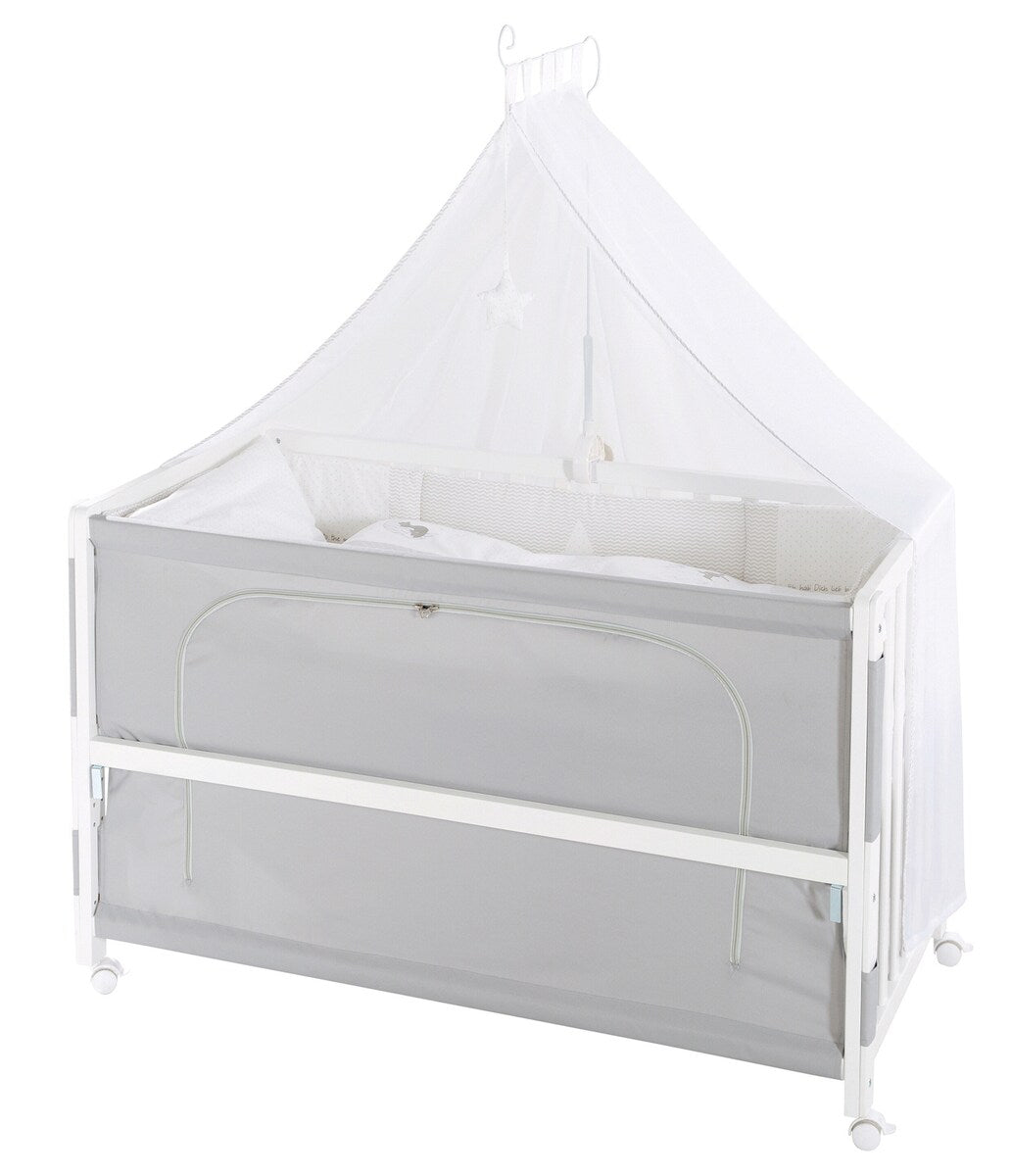 Bedside crib 60x120 cm Fox & Bunny høydejusterbar detalj av metallramme