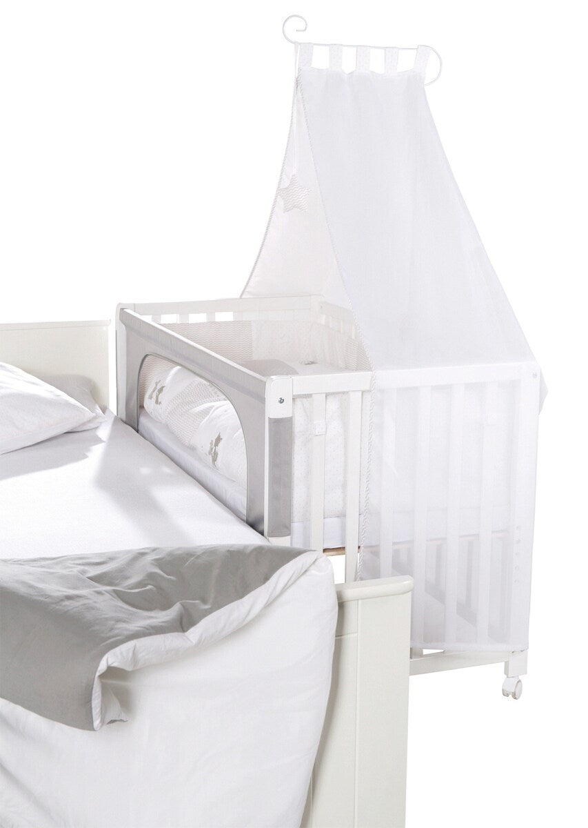 Bedside crib 60x120 cm Fox & Bunny høydejusterbar hjul med brems