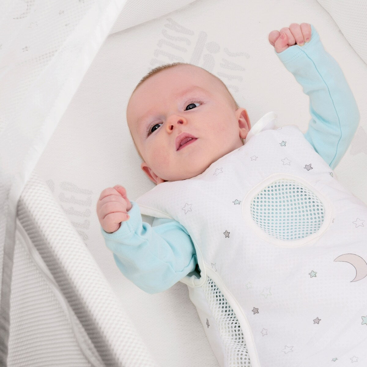 Bedside crib 60x120 cm Sternenzauber safe asleep® komplett sett med madrass