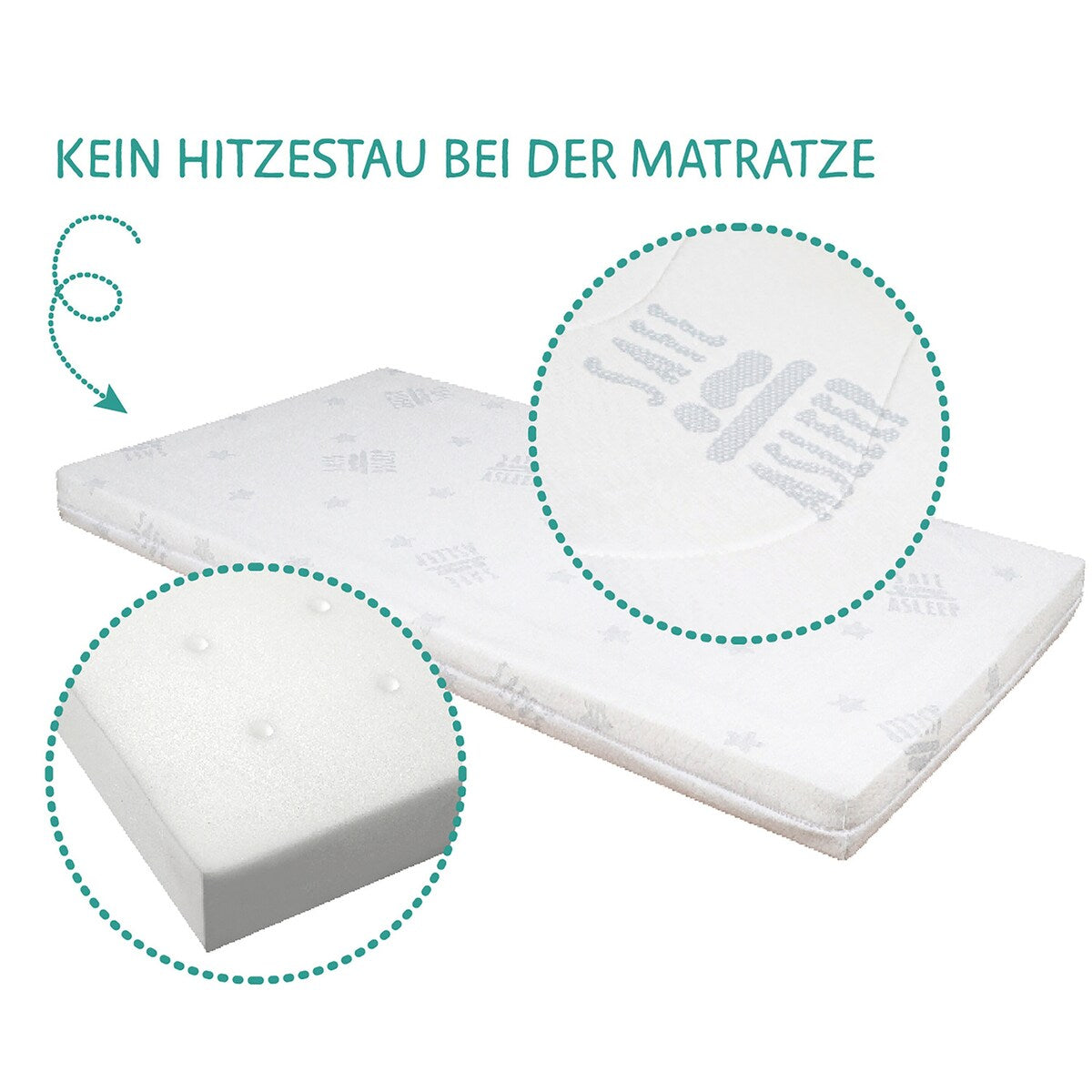 Bedside crib 60x120 cm Sternenzauber safe asleep® montert ved foreldreseng