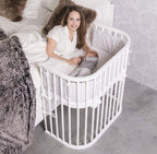 Bedside crib Boxspring hvit lakkert for høye senger bakside